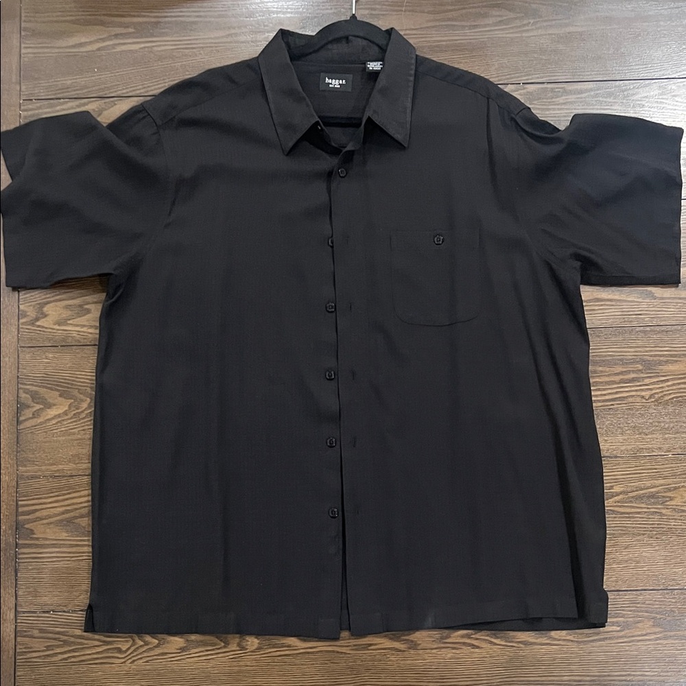 Haggar Men's Black Casual Button Down Shirt